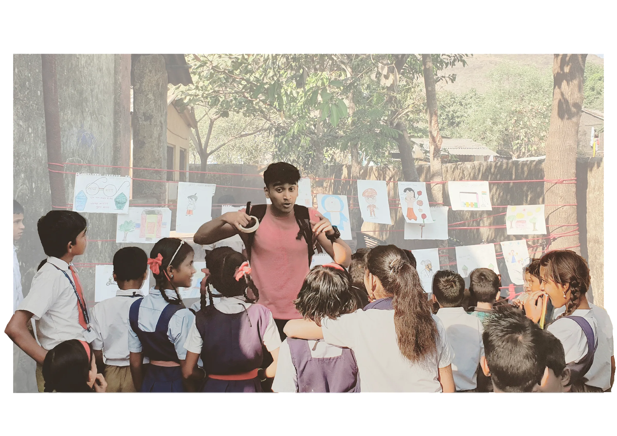 Kshitij Shetty working with a community school on a participatory design project